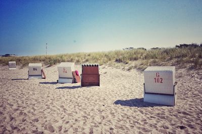 Lounge chairs on beach