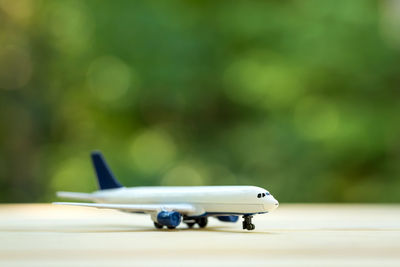 Close-up of toy car on table