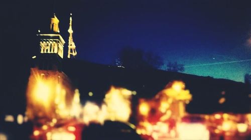 View of illuminated church at night