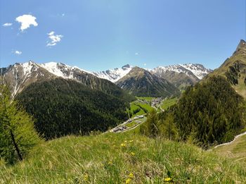 Scenic view of swiss alps against clear sky