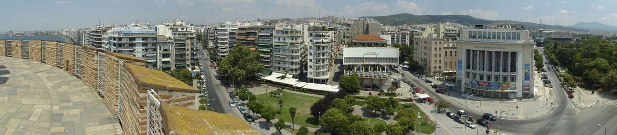 Panoramic view of cityscape against sky