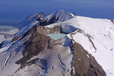 Caldera lake in an active volcano on mount douglas in the alaska peninsula of alaska