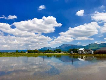 Scenic view of lake against sky