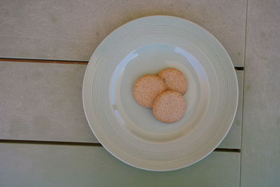 High angle view of breakfast on table