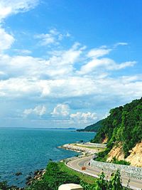 View of sea against blue sky