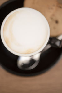 High angle view of coffee on table