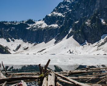 Scenic view of mountains against clear sky