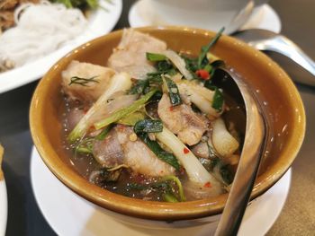 Close-up of soup in bowl
