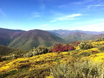 Scenic view of mountains against sky