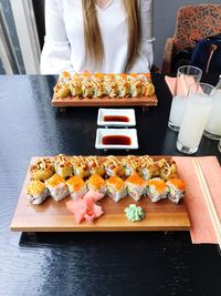 Close-up of food served on table