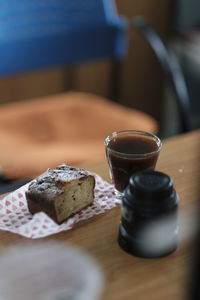 Close-up of tea cup on table