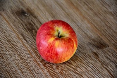 High angle view of apple on table