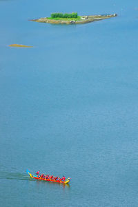 High angle view of boat in sea