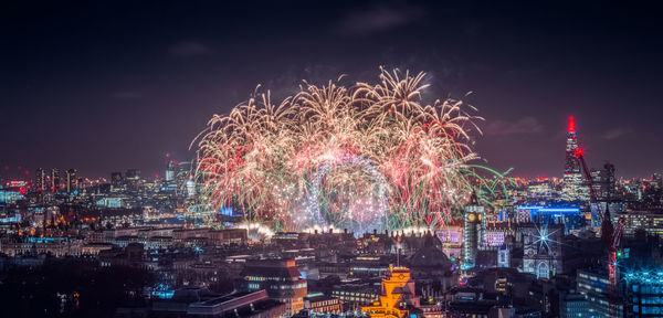 Illuminated city at night