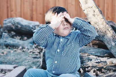Boy looking at camera