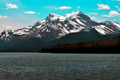 Beautiful nature landscape of spirit island jasper national park stock image