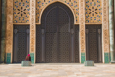 Entrance of a hassan ii mosque in casablanca, morocco 