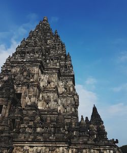 Low angle view of temple building against sky