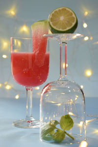 Fresh watermelon juice with lots of flavor, on a bokeh background