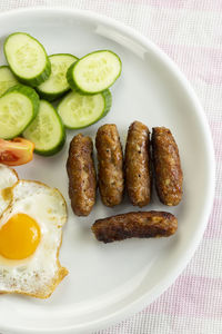 High angle view of breakfast in plate
