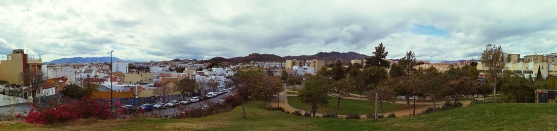 Panoramic shot of townscape against sky