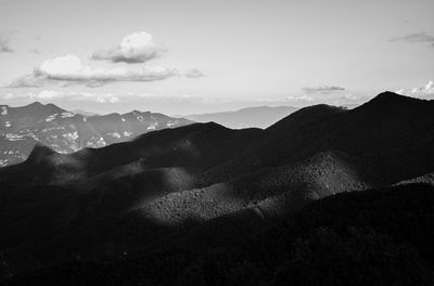 High angle view of mountains against sky