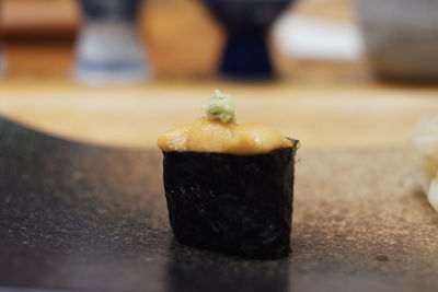 Close-up of dessert on table