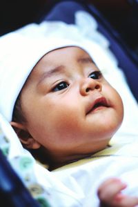 Close-up portrait of cute baby boy