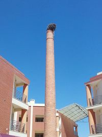 Low angle view of building against clear blue sky