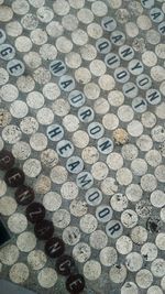 High angle view of cobblestone street