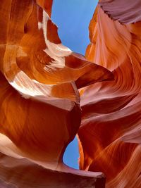 Beautiful and scenic rock formations hiking in the lower antelope canyon slot canyon