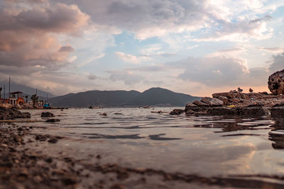 Scenic view of sea against sky during sunset