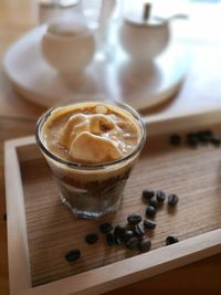 Close-up of coffee cup on table