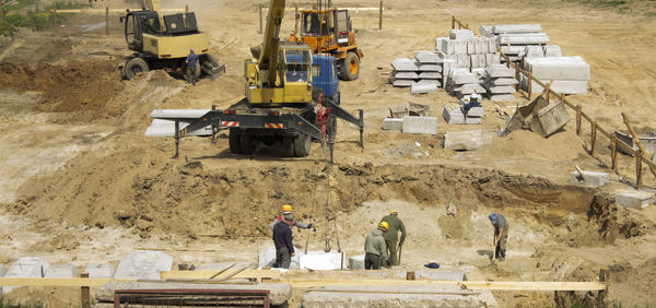 People working at construction site