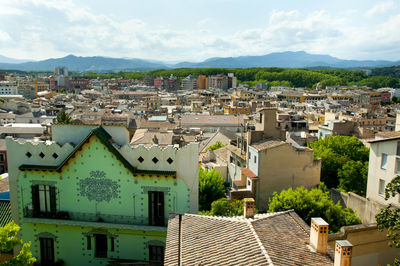 High angle view of townscape against sky