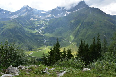 Scenic view of mountains against sky