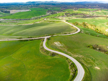 High angle view of agricultural field