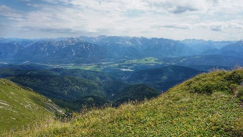 Scenic view of mountains against sky