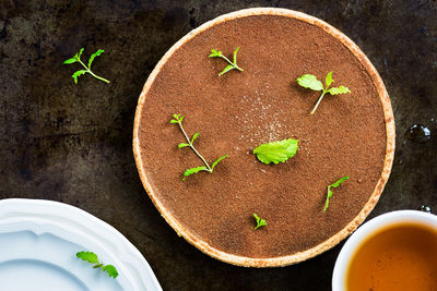 High angle view of lemon in bowl on table