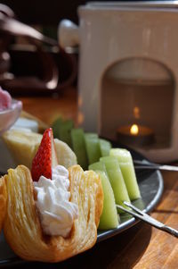 Close-up of dessert in plate