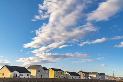 Low angle view of buildings against sky