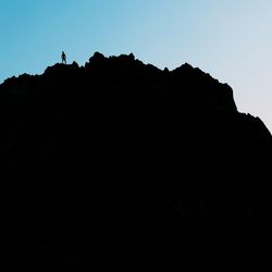 Silhouette mountain against clear sky