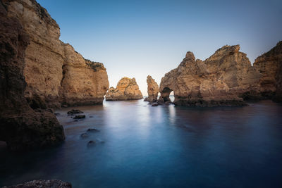 Scenic view of sea against clear sky