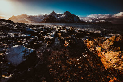 Scenic view of mountains against sky