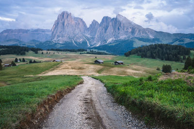 Scenic view of landscape and mountains against sky