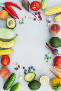 High angle view of chopped fruits on table