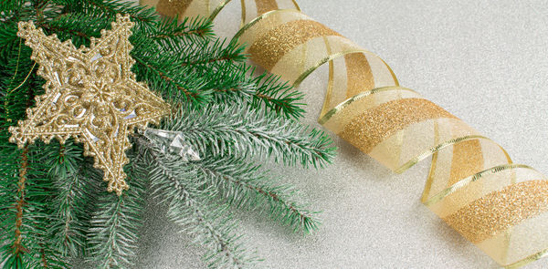 High angle view of christmas tree