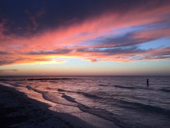 Scenic view of sea at sunset