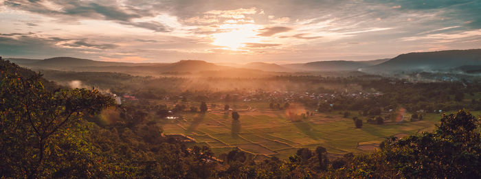 Welcome the winter with morning mountain views in sakon nakhon, thailand.