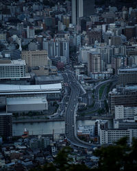 High angle view of buildings in city